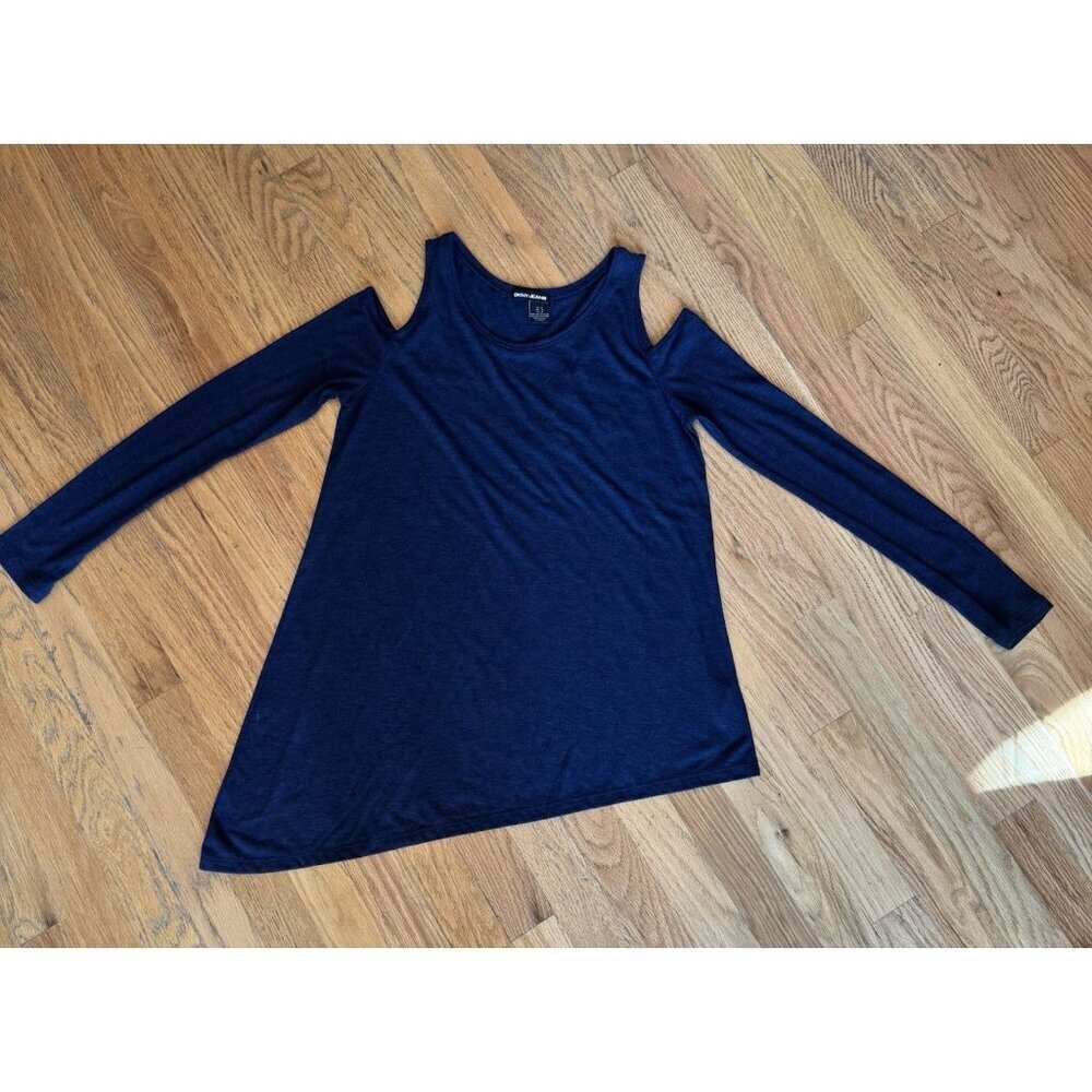 DKNY Jeans Womens cut-out shoulder long sleeze shirt/top Size Medium Navy Blue